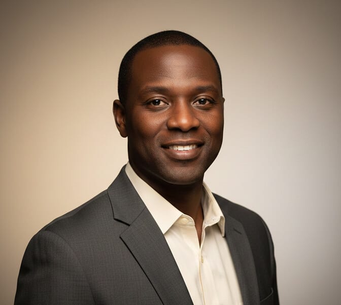 Before and after comparison of professional headshots for Black men with proper lighting and editing