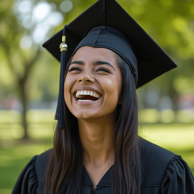 professional graduation headshot taken in bright sunlight