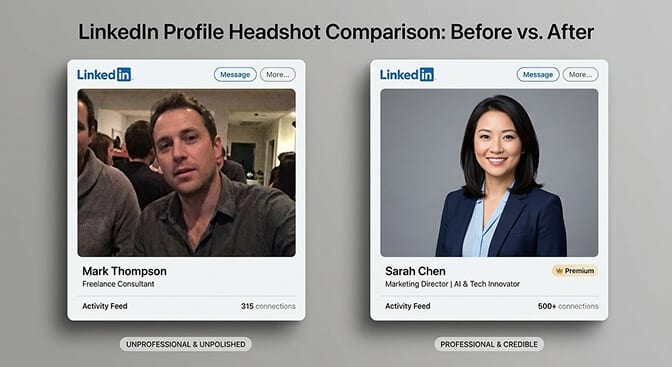 Data showing most professionals cannot distinguish AI headshots from photographer headshots when quality is comparable