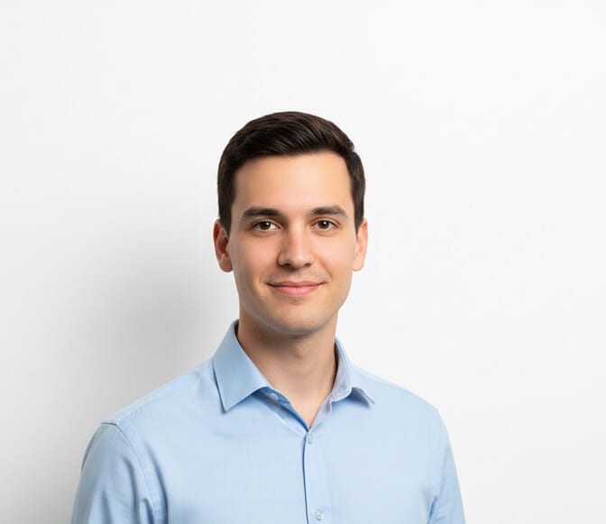 Professional headshot with a clean white background for a modern look