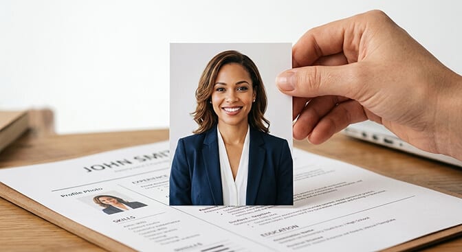 Summary decision guide for whether to include a photo on your resume based on country industry and role type
