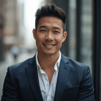 AI-generated headshots applied to LinkedIn profile mockups for corporate branding