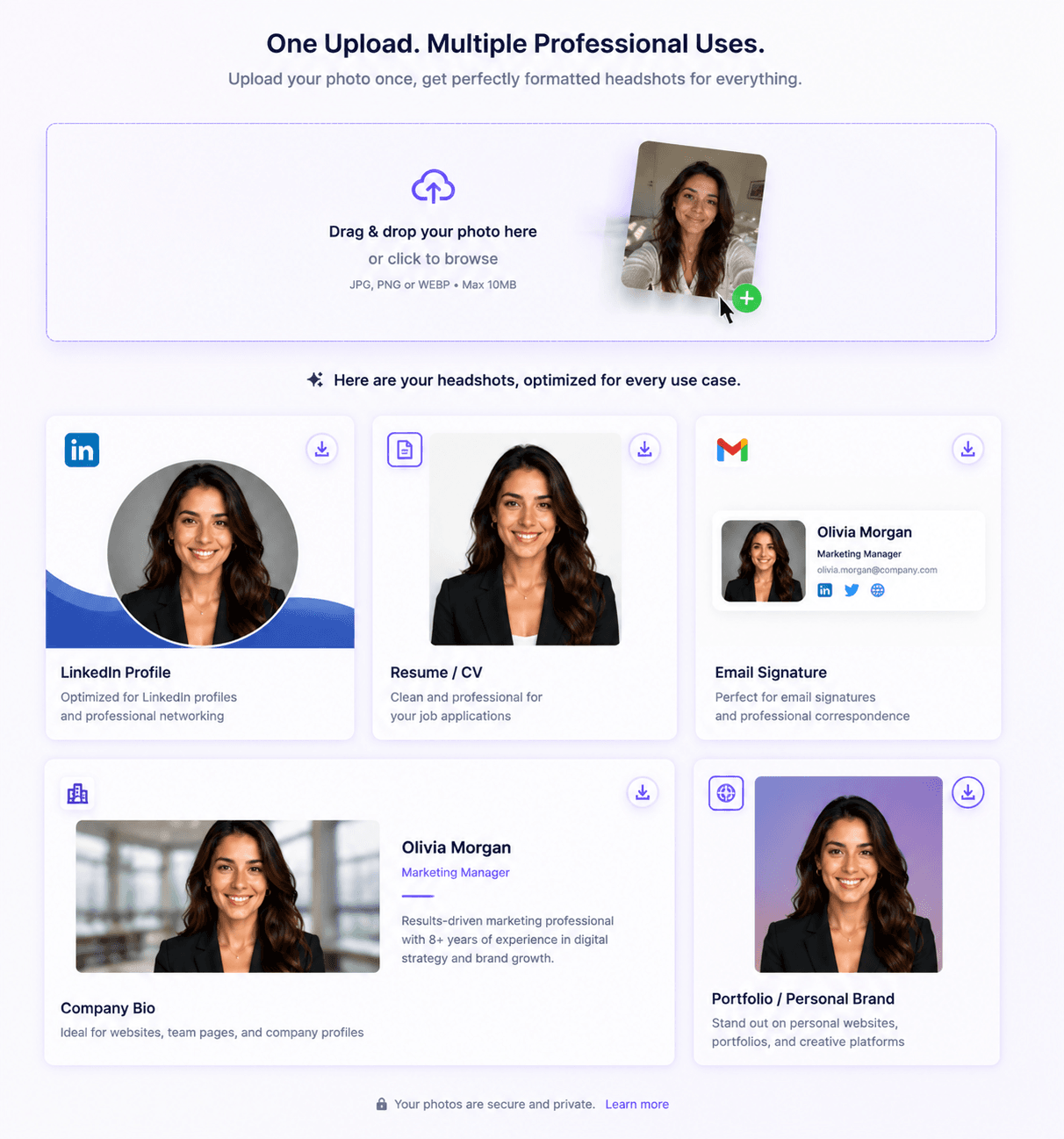 AI headshots placed on a resume and portfolio to show versatile professional use
