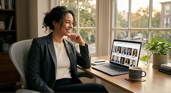 AI business photo generator results showing professional headshots generated from casual selfies for individuals and teams