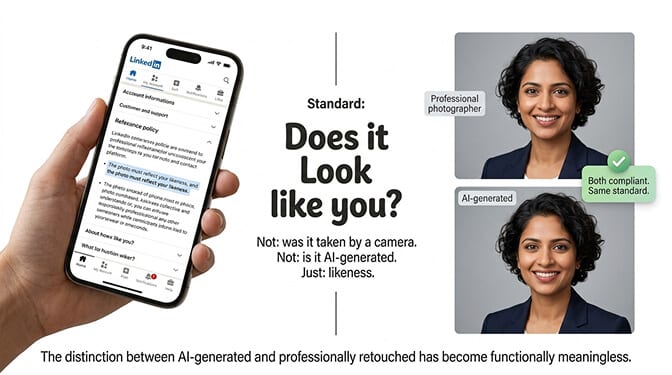 LinkedIn official policy on AI headshots showing the platform allows AI generated profile photos that reflect your likeness