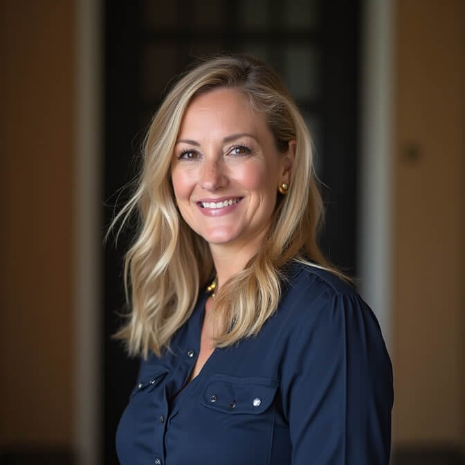 realtor headshot of a woman with an over-the-shoulder look