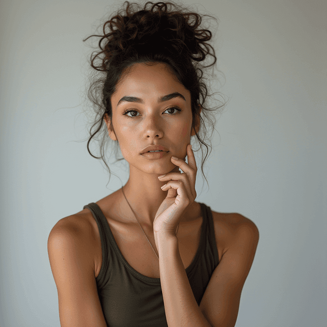 The thoughtful artistic dance headshot pose