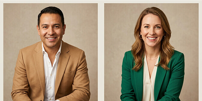 Real estate agent headshot outfit examples showing warm professional styling with blazers open collar shirts and jewel tones for men and women