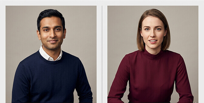 Business casual headshot outfit ideas for tech and startup professionals including fitted sweaters button downs and modern blazers