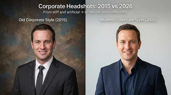 Corporate headshots showing clean neutral background options including white gray and charcoal