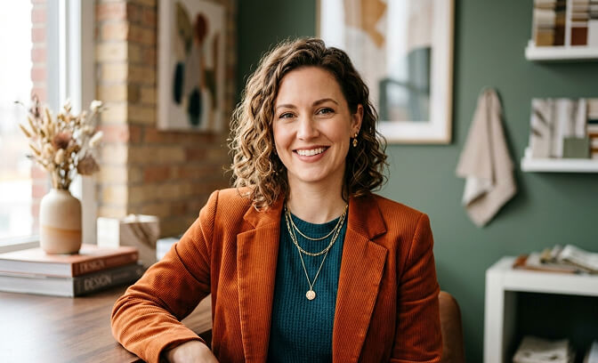 Creative industry professional headshots with bold colors and expressive styling