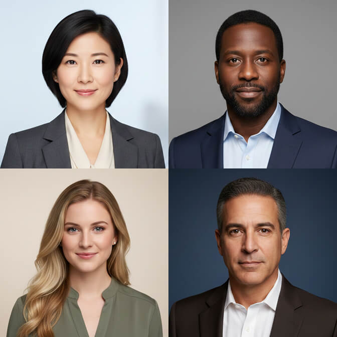 Professional headshot with clean background and even lighting showing head and shoulders framing