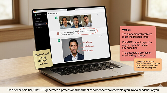 Time and quality comparison between free AI headshot tools and paid dedicated headshot generators