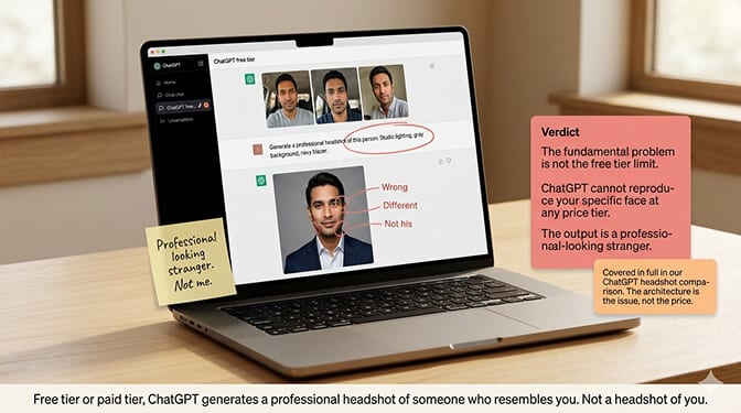 Time and quality comparison between free AI headshot tools and paid dedicated headshot generators