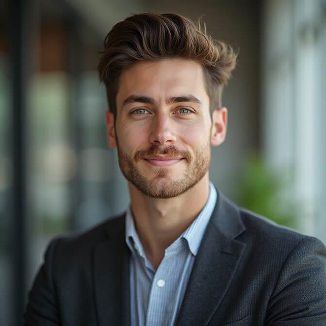 realtor headshot of a man posing in classic shoulder angle