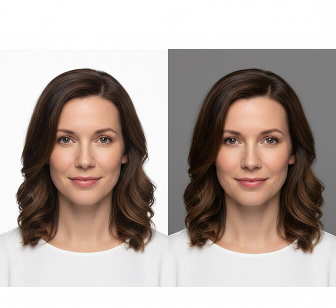 Headshot showing proper contrast between face and background color