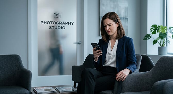 The hidden cost of studio headshots showing limited output high per photo cost and pressure of a one shot performance