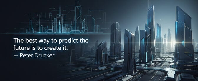 Professional LinkedIn banner with vision quote