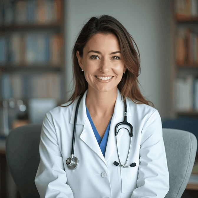 Med school headshot of a woman smiling naturally