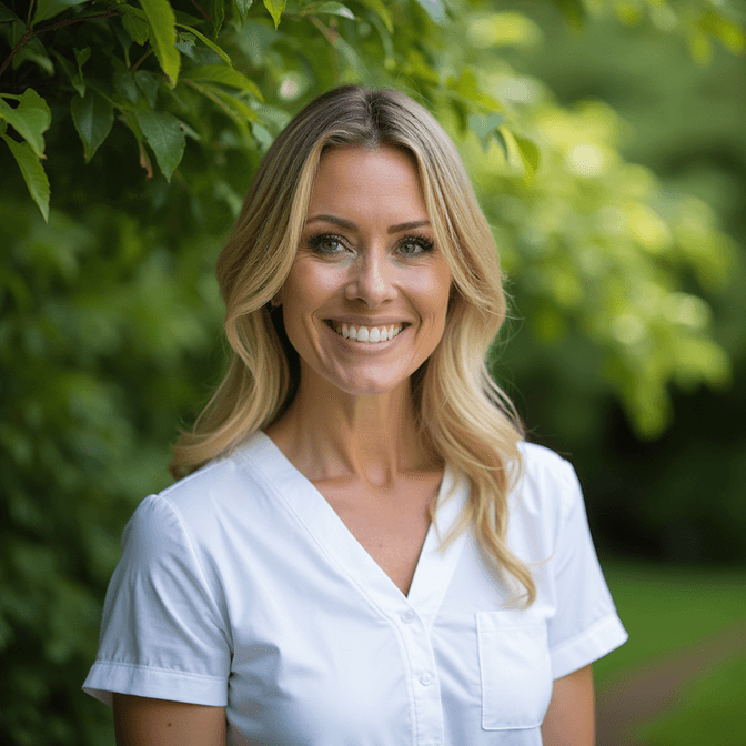 Med school headshot of a woman standing outdoors