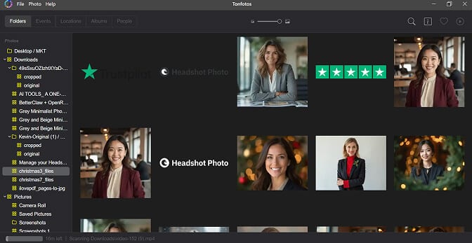 Tonfotos desktop app grouping portraits by recognized people