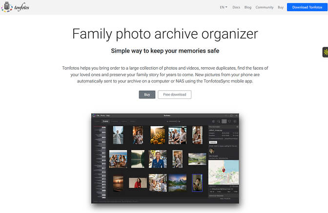 Tonfotos family photo archive organizer homepage