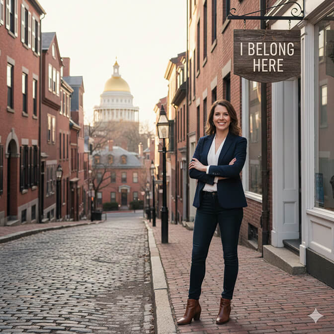 Local authority realtor headshot with recognizable neighborhood and cityscape elements