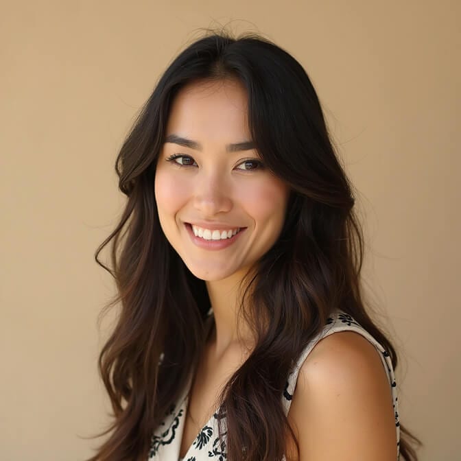 professional headshot on a soft beige background