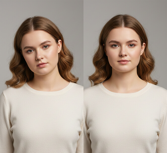 Person standing with good posture for a slimming and confident headshot pose