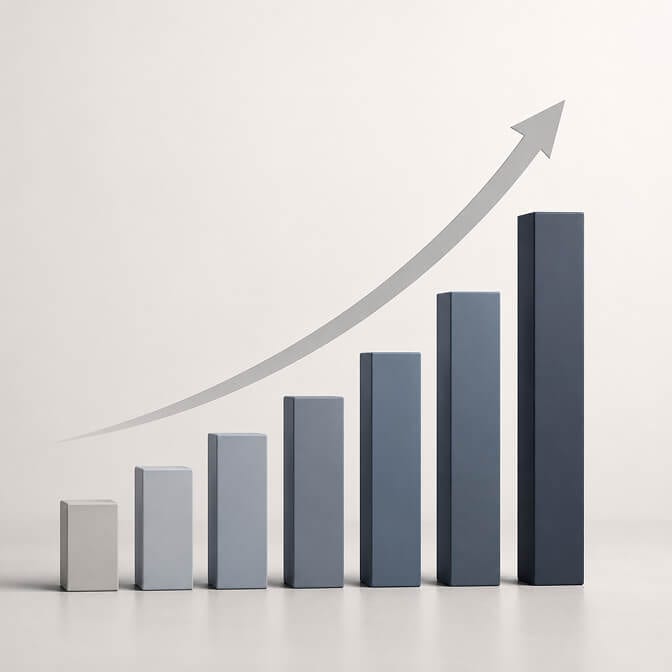 Bar chart with an upward arrow showing the AI headshot market growing sharply through 2026