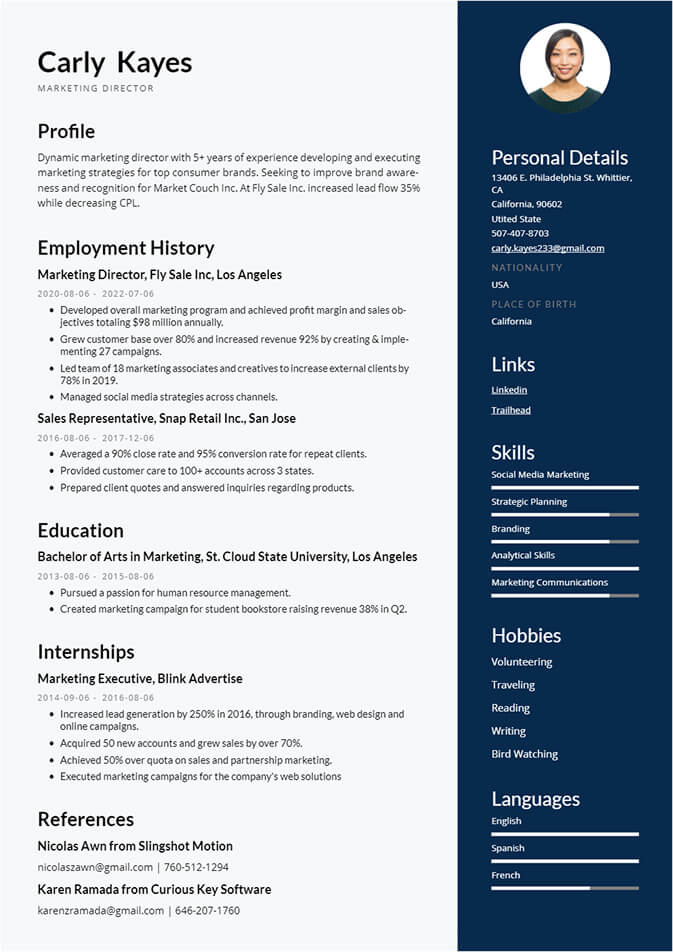 Two-Column Professional Resume