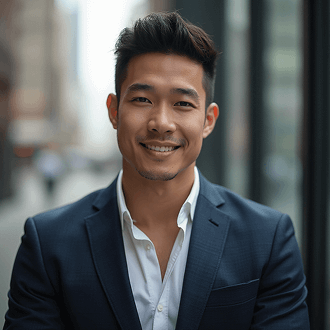 AI-generated headshots applied to LinkedIn profile mockups for corporate branding