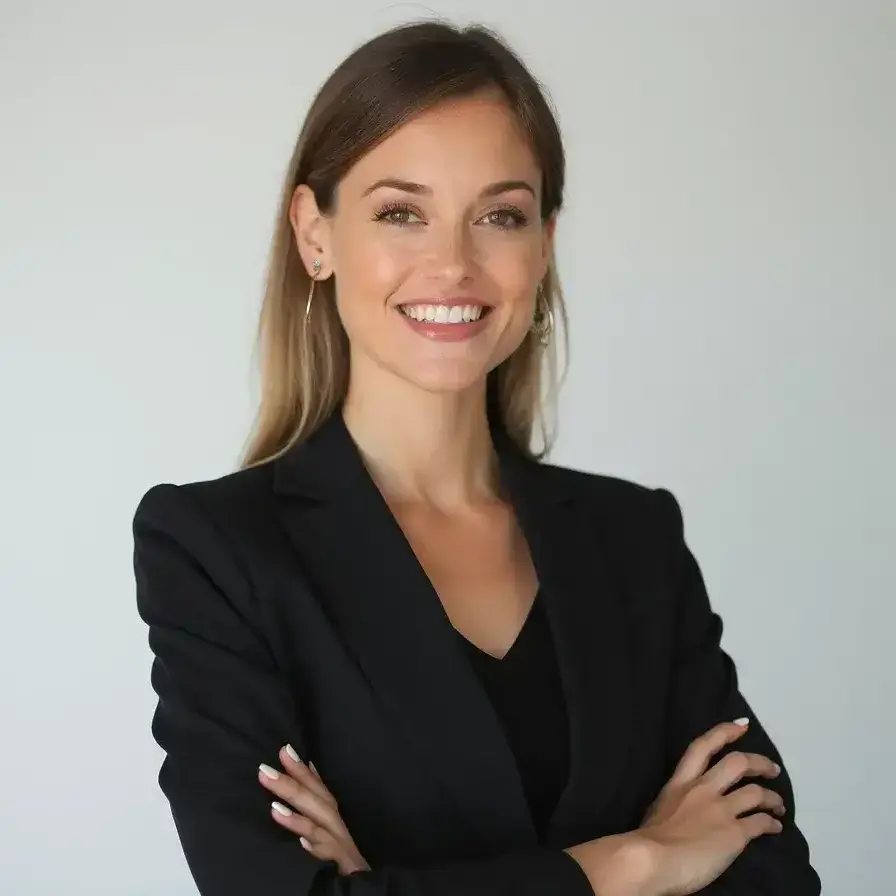 Professional resume photo of a woman in a black blazer against a plain neutral background