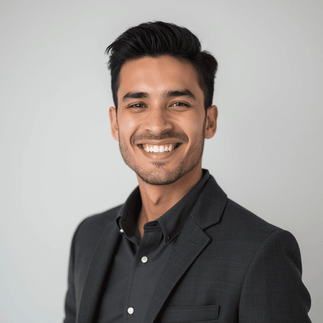 AI generated eras headshot of a man with plain background
