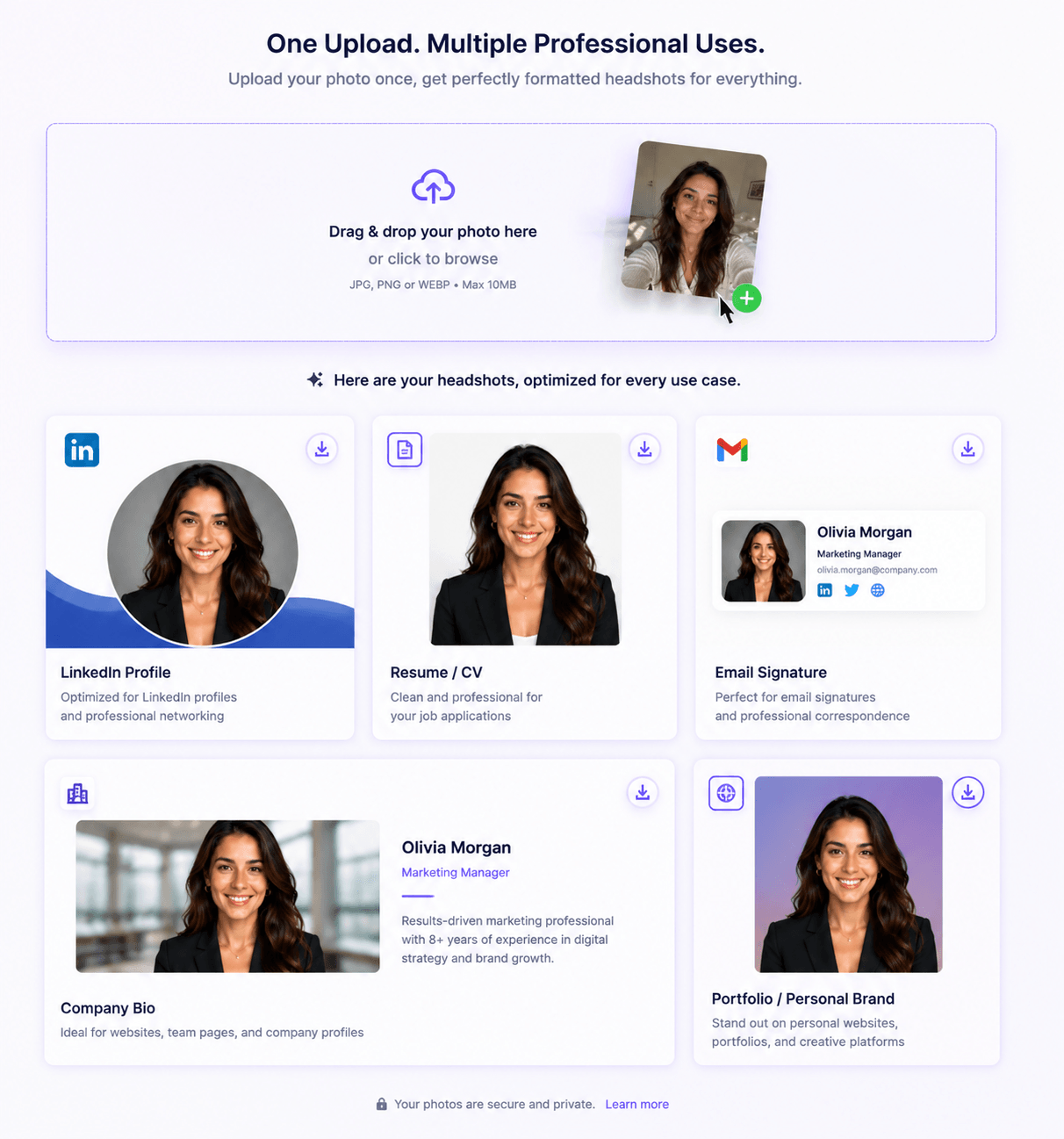 AI headshots placed on a resume and portfolio to show versatile professional use