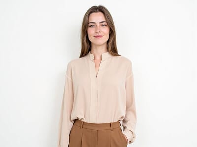 Beige Blouse & Camel Pants