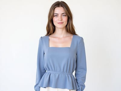 Blue Top & White Pants