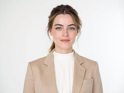 White Blouse & Beige Blazer