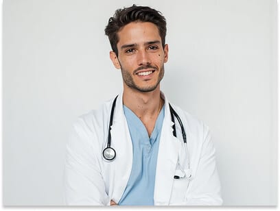 Lab Coat & Blue Shirt