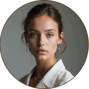 id photo of a woman facing the camera against a plain grey background