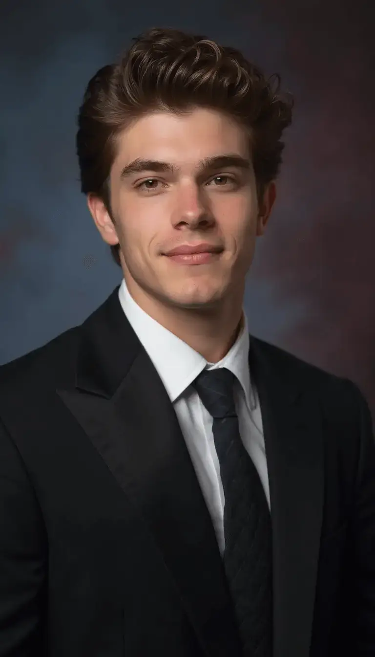 Classic AI-enhanced yearbook portrait with a neutral background